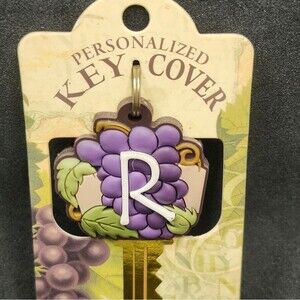 Letter R Personalized Key Cover with Leaf Design